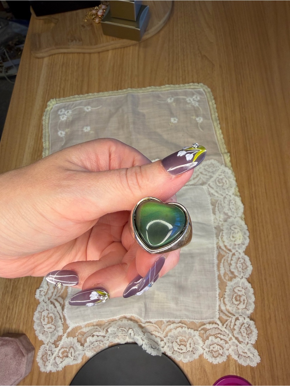 Ultra rare Avon Heart-Shaped mood Ring sz 8.75 - Picture 9 of 12